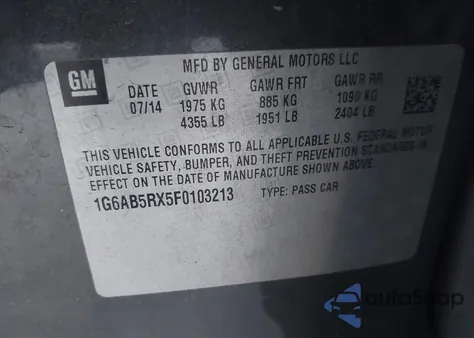 2015 Cadillac Ats Luxury из США, поврежденный, VIN 1G6AB5RX5F0103213